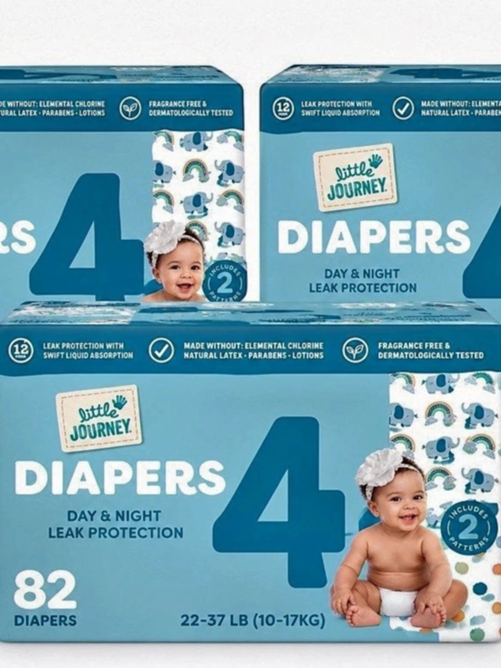 Pack of 3 Little Journey Club Pack Diapers Size 4, 246 Count